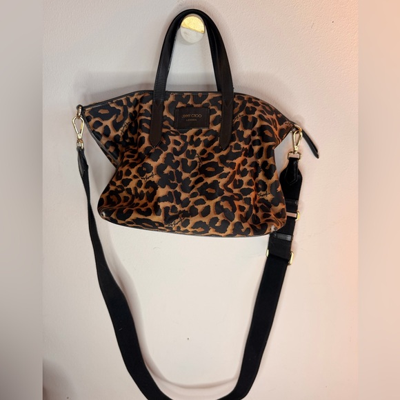 Jimmy Choo Black and Brown Leopard Shoulder Bag - Picture 2 of 14